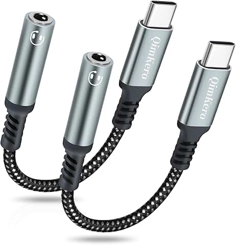 USB Type C to 3.5mm Headphone Adapter, 2 Pack