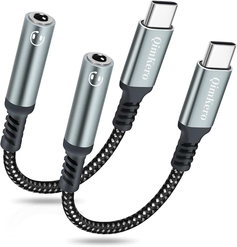 USB Type C to 3.5mm Headphone Adapter, 2 Pack