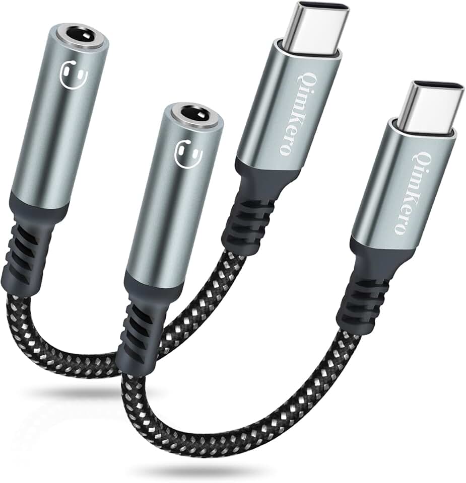 USB Type C to 3.5mm Headphone Adapter, 2 Pack