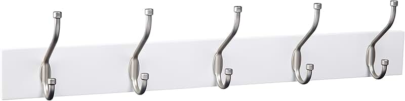 Rectangular Farmhouse Wall Coat Rack with 5 Hooks