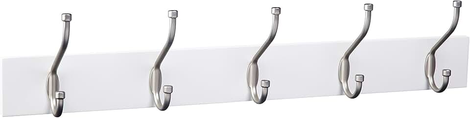 Rectangular Farmhouse Wall Coat Rack with 5 Hooks
