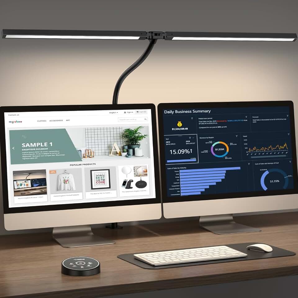 Adjustable 24W Eye-Caring Desk Lamp with Clamp