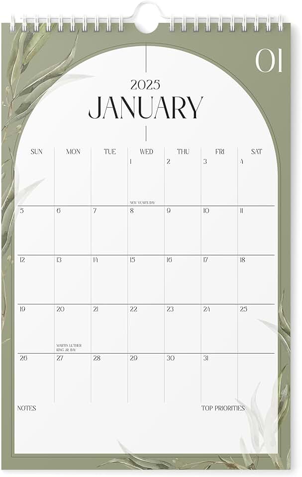 2025 Wall Calendar, Vertical 11x17 Inches, June 2026