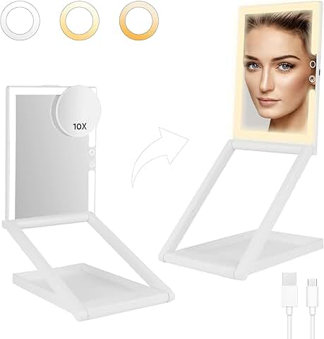 Adjustable Folding Travel Makeup Mirror with Lights