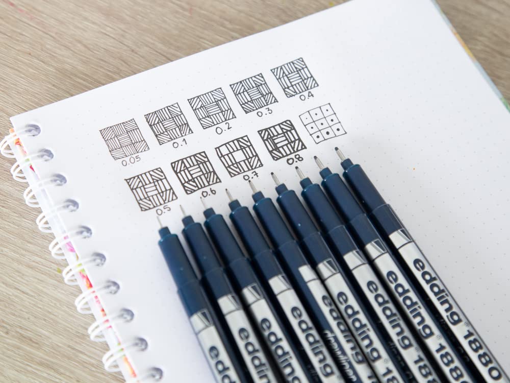 Black fineliner pen, 0.8 mm, for writing and drawing