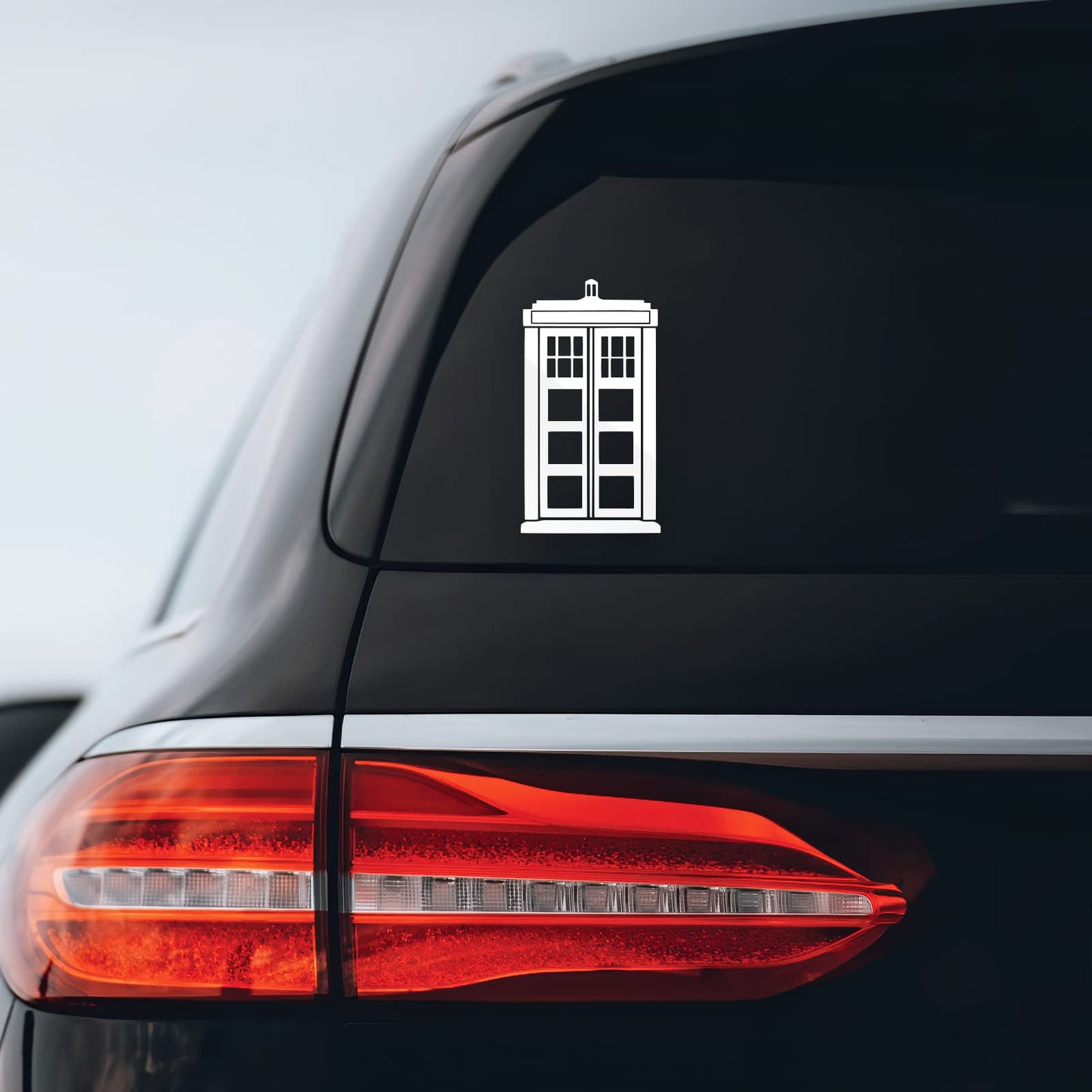 White Tardis Sticker for Notebook, Car, Laptop