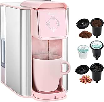 Pink 3-in-1 Coffee Maker with Removable Water Tank