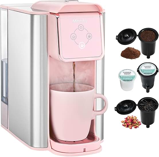 Pink 3-in-1 Coffee Maker with Removable Water Tank