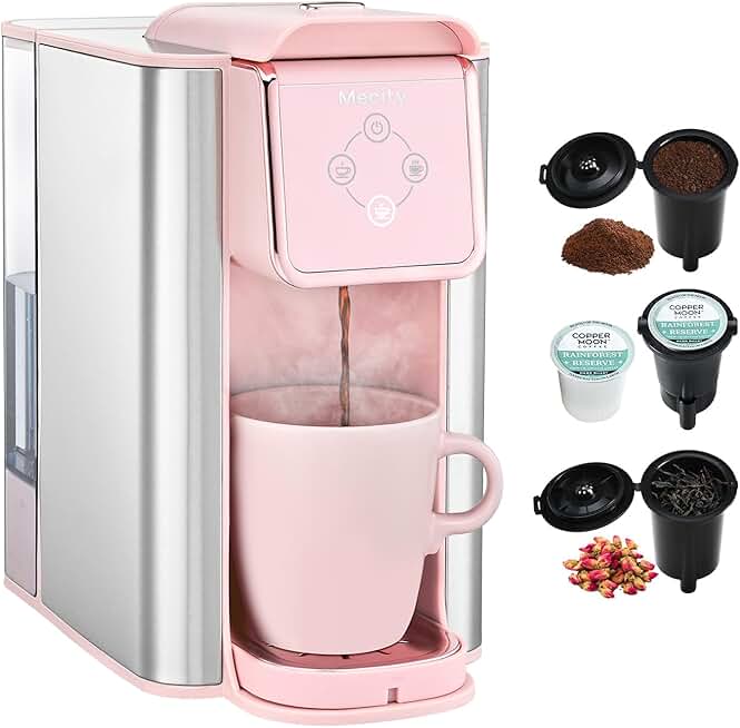 Pink 3-in-1 Coffee Maker with Removable Water Tank