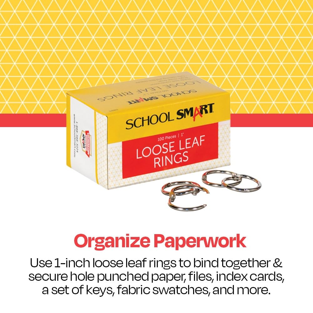 1-Inch Nickel Plated Steel Loose Leaf Rings, Pack of 100