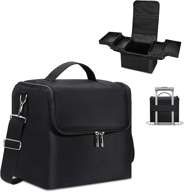 Large Black Makeup and Nail Organizer with Adjustable Dividers
