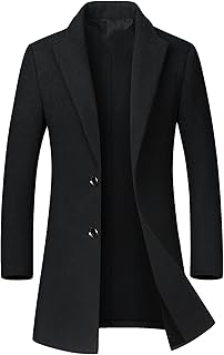 Men's Slim Fit Wool Blend Winter Trench Coat