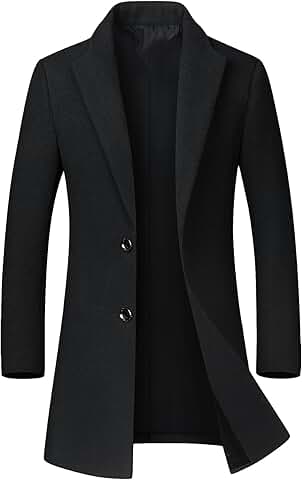 Men's Slim Fit Wool Blend Winter Trench Coat