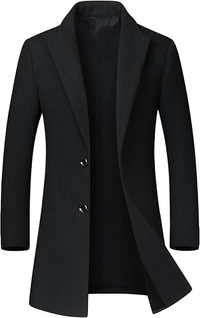 Men's Slim Fit Wool Blend Winter Trench Coat