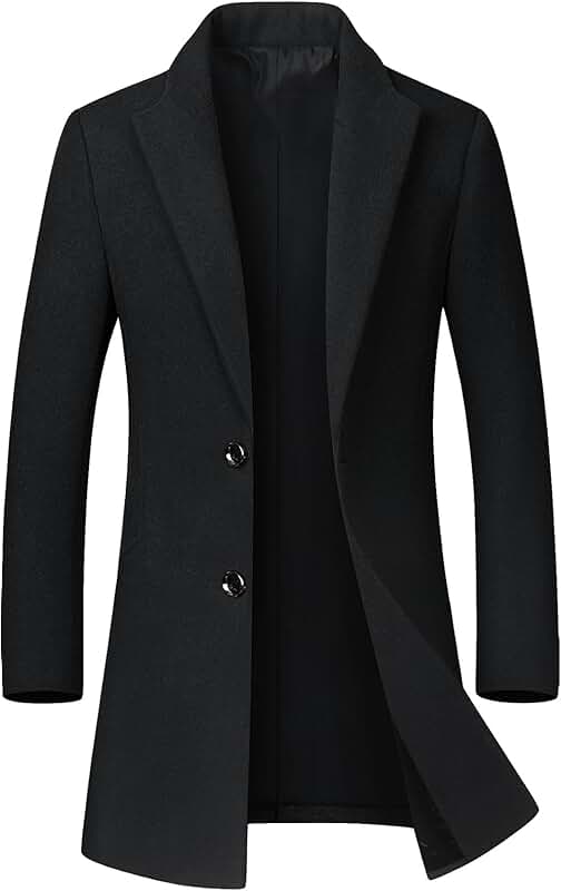 Men's Slim Fit Wool Blend Winter Trench Coat