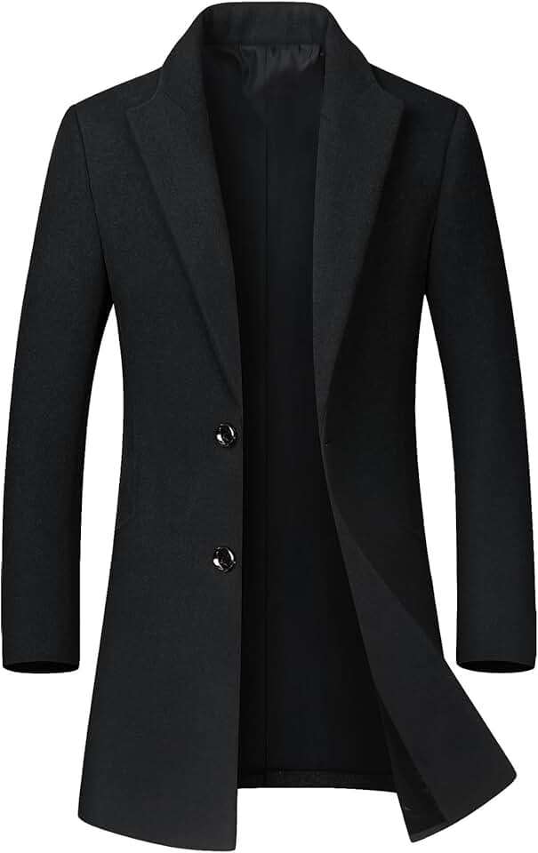Men's Slim Fit Wool Blend Winter Trench Coat