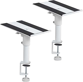 Clamp-on speaker stands with adjustable height and tilt, 2-pack
