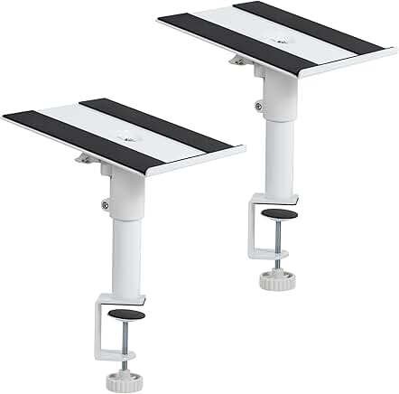 Clamp-on speaker stands with adjustable height and tilt, 2-pack