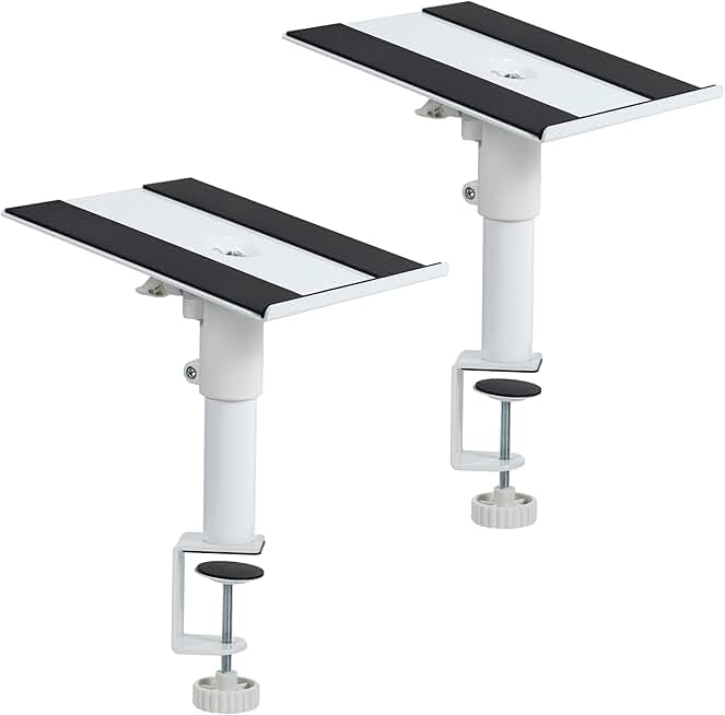 Clamp-on speaker stands with adjustable height and tilt, 2-pack