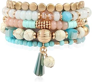 Multi-layer Bohemian Beaded Bracelets with Crystals and Tassels