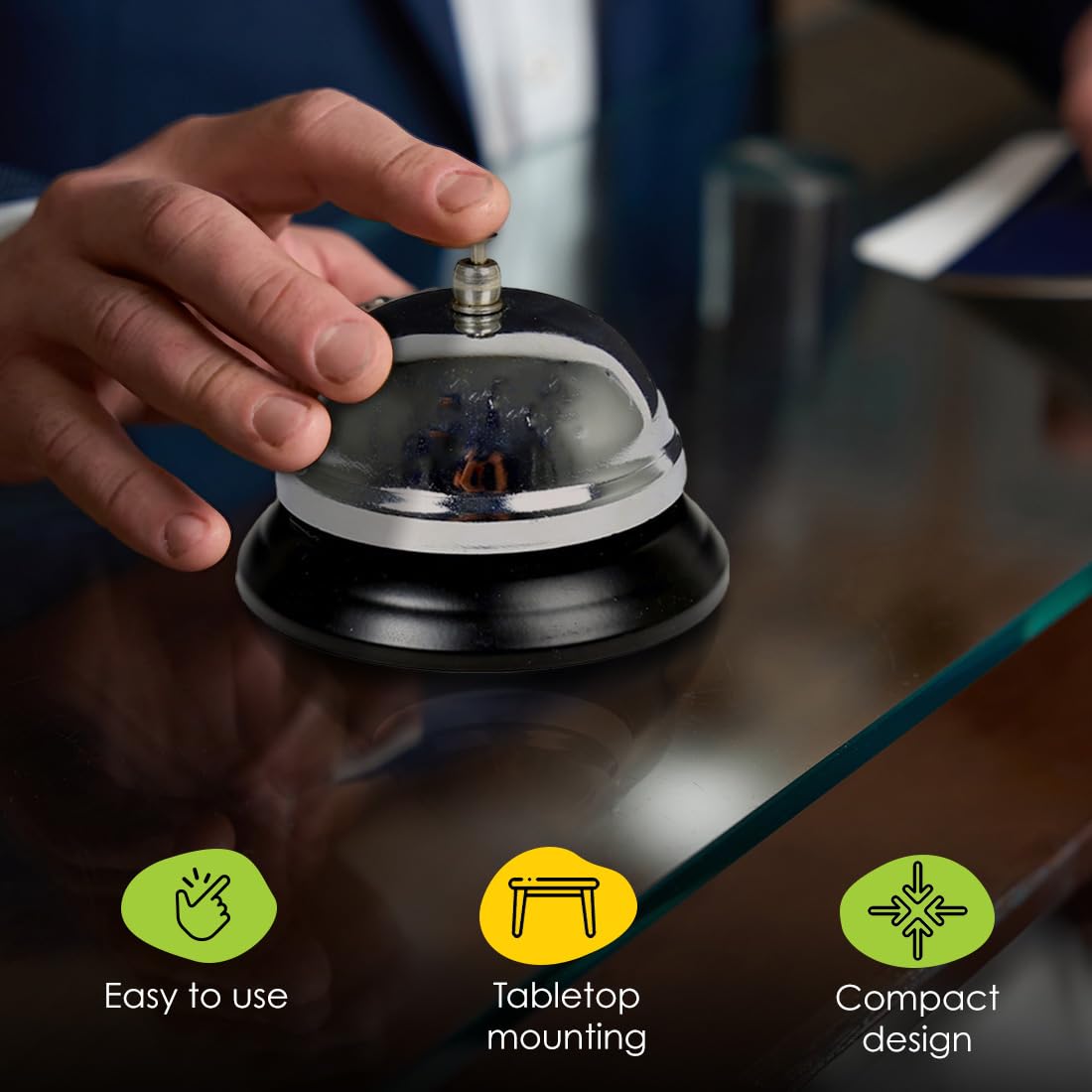 Chrome desk bell for reception and service counters