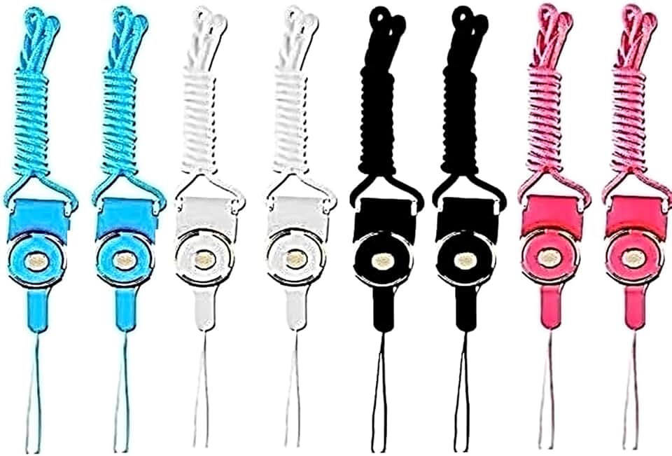 8-Pack Nylon Phone Neck and Wrist Strap with Key Chain