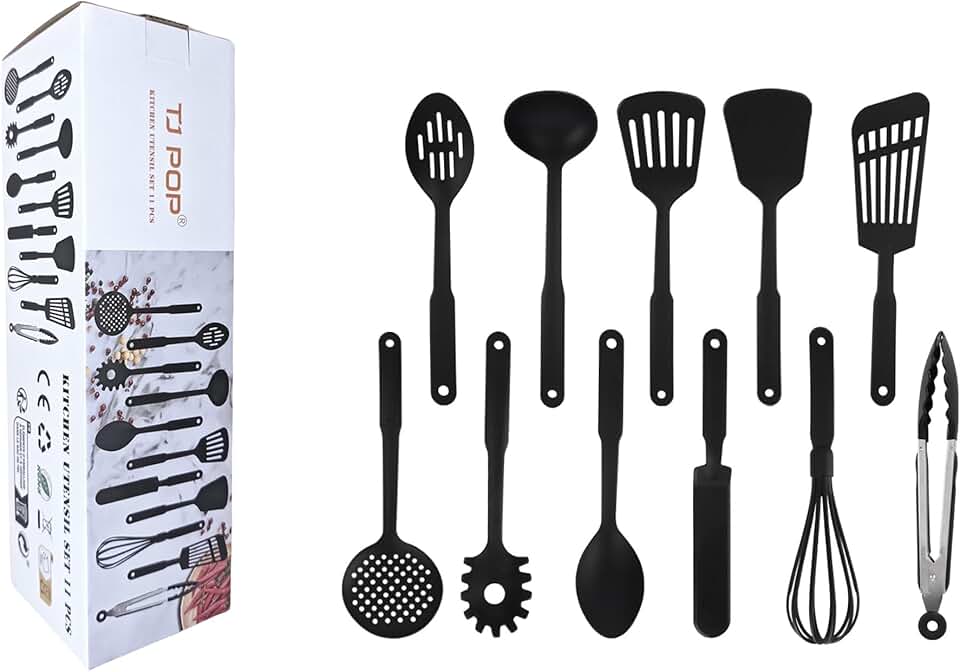 11-Piece Kitchen Utensil Set with Heat-Resistant Nylon Tools