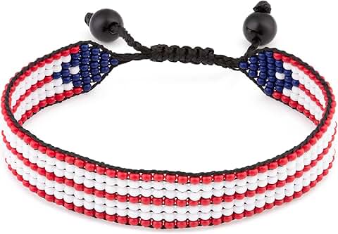 Adjustable Handmade Beaded Flag Bracelet
