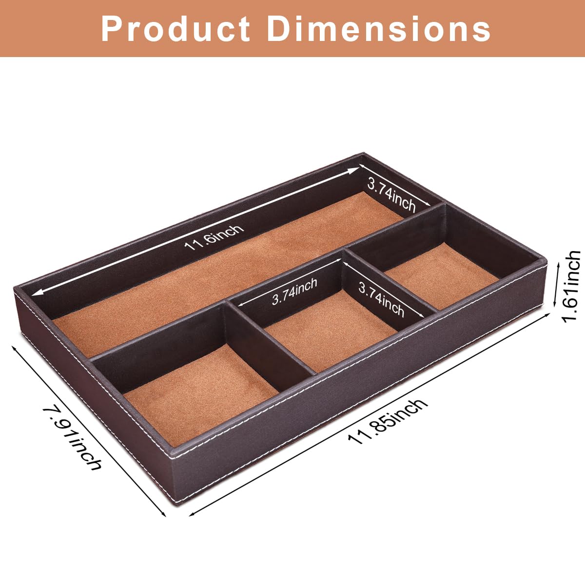 Pu Leather Desk Organizer with Four Compartments