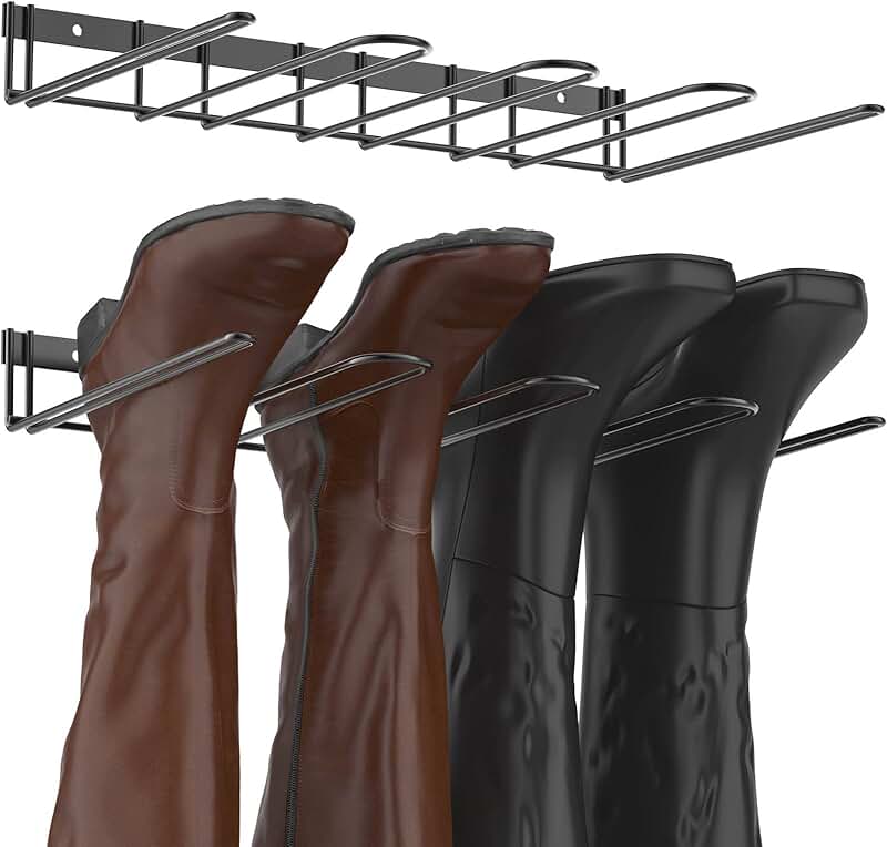 Wall-mounted boot rack for four pairs of shoes