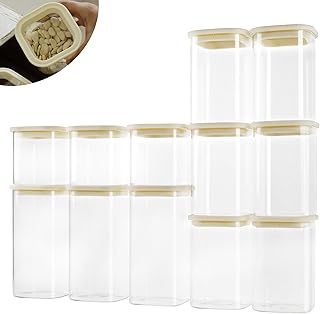 Set of 12 square glass pantry storage containers