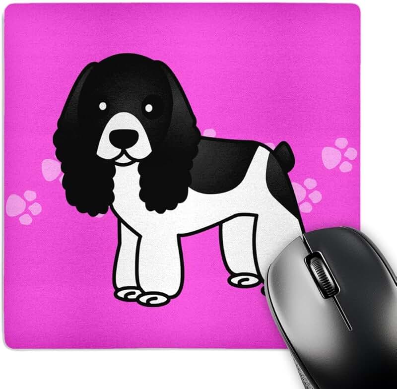 Cute Black and White Cocker Spaniel Mouse Pad