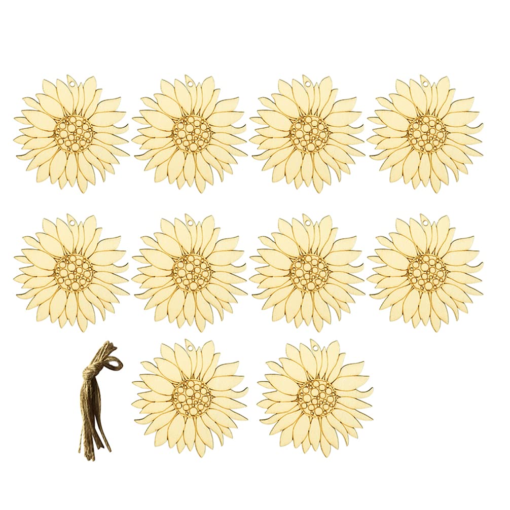 20pcs Wooden Sunflower Slices for DIY Painting and Decoration