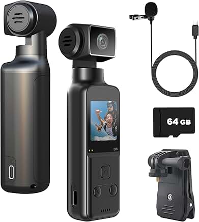 4K Body Camera with Microphone, 270° Rotation, 64GB