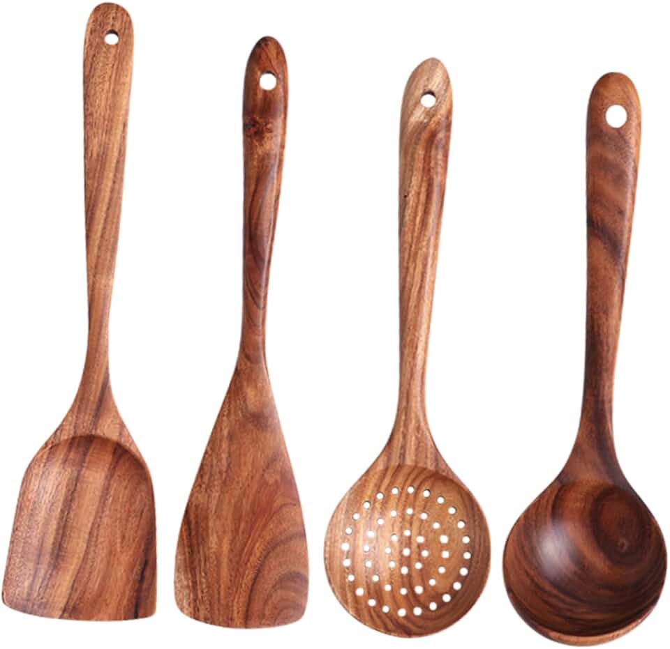 4-Piece Wooden Kitchen Utensil Set for Cooking and Baking