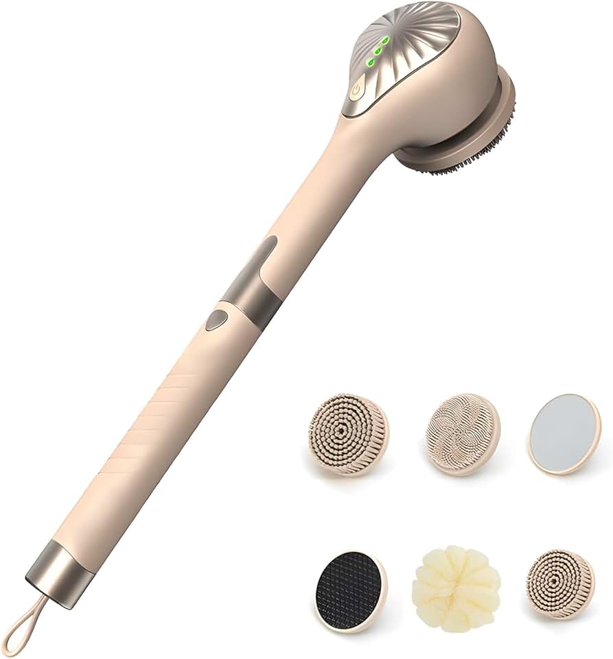 Waterproof Electric Body Brush with 6 Heads and 3 Speeds