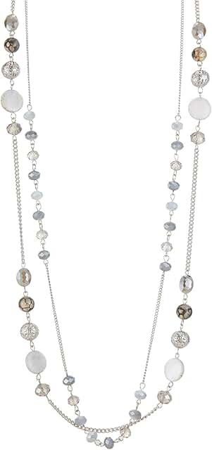 Layered Crystal Beaded Long Necklace for Women