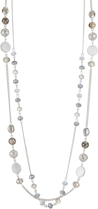 Layered Crystal Beaded Long Necklace for Women