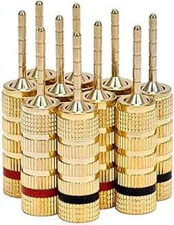 Gold Plated Speaker Pin Plugs, 5 Pairs
