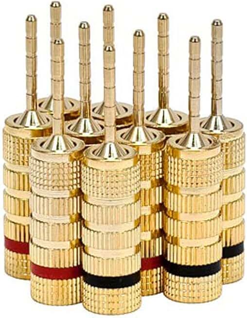 Gold Plated Speaker Pin Plugs, 5 Pairs