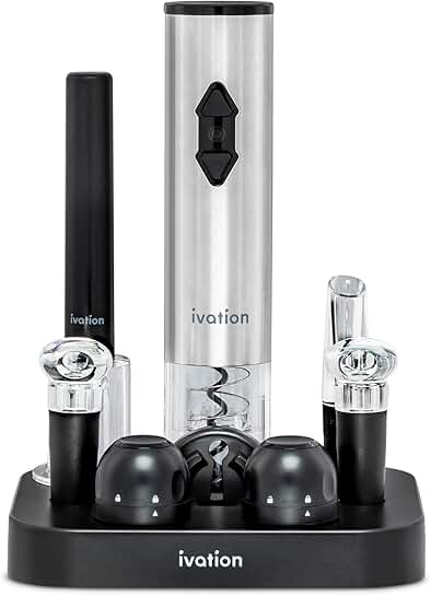 9-Piece Wine Set with Opener, Pump, Pourer, Stoppers, Cutter, and Stand