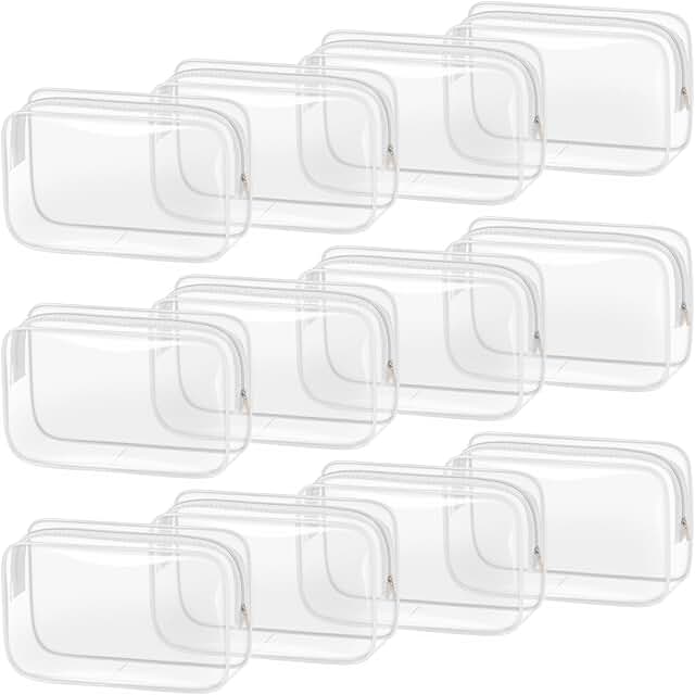 12-Piece Clear Makeup Bag Set for Travel and Storage