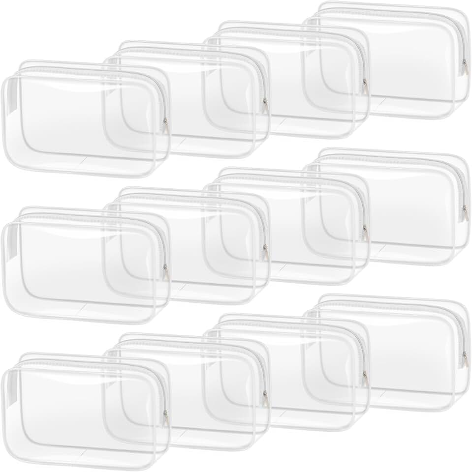 12-Piece Clear Makeup Bag Set for Travel and Storage