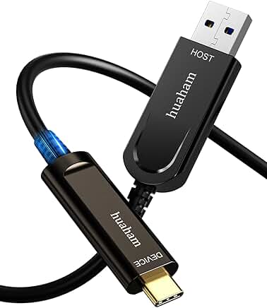 33FT USB A to USB C Fiber Optic Cable, 10Gbps, Slim, Long Distance