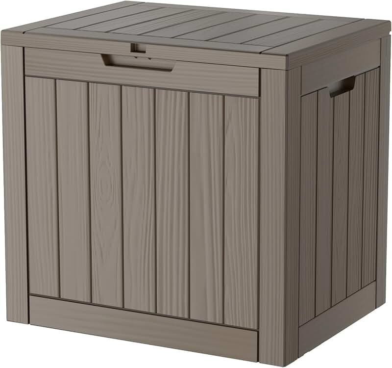 35-Gallon Lockable Resin Deck Box for Outdoor Storage