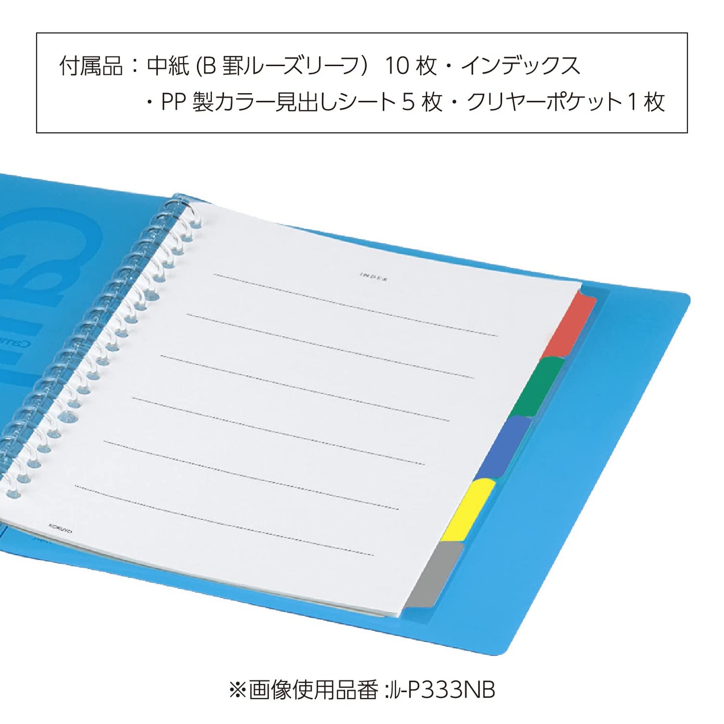 Slide binder with 5 tab dividers, B5, green