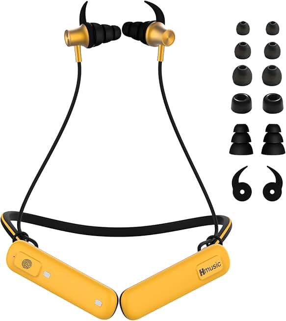 Wireless waterproof neckband headphones with long battery life