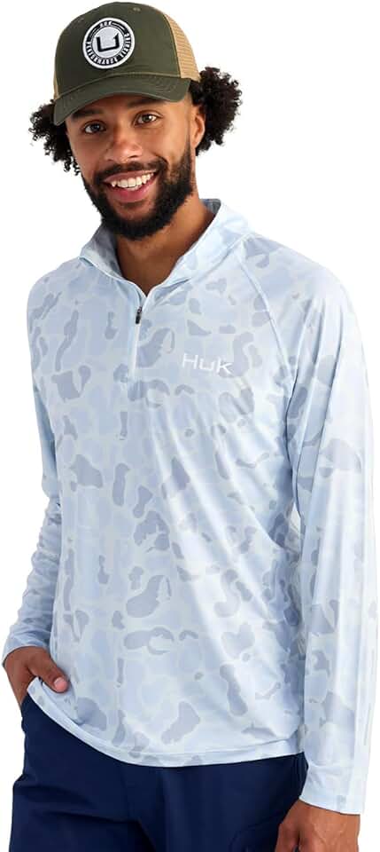 Men's lightweight 1/4 zip long sleeve pullover with UPF sun protection, sky, 3X-Large