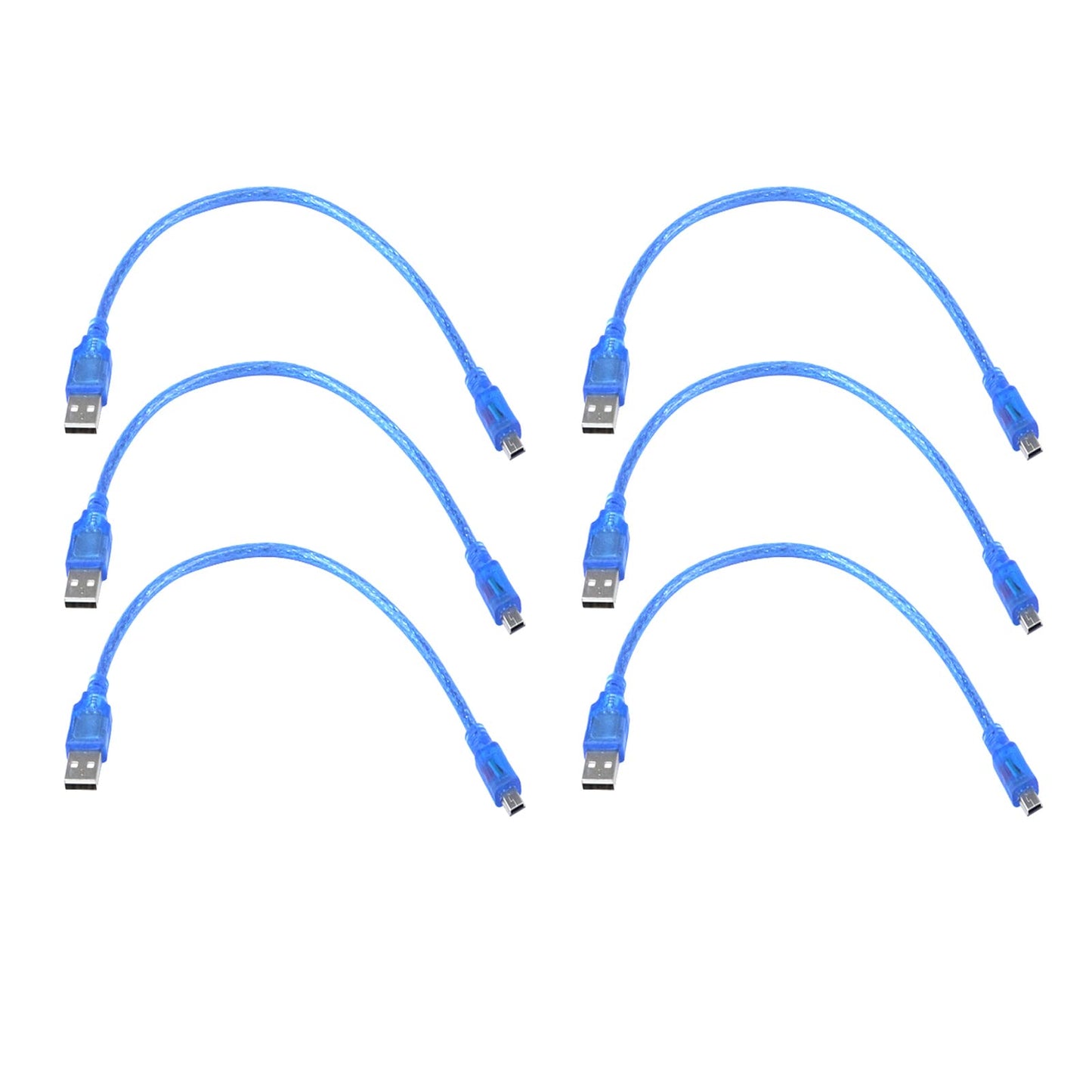 Mini USB 2.0 Cable A-Male to Mini-B, 30cm, Pack of 6