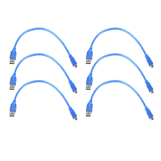 Mini USB 2.0 Cable A-Male to Mini-B, 30cm, Pack of 6